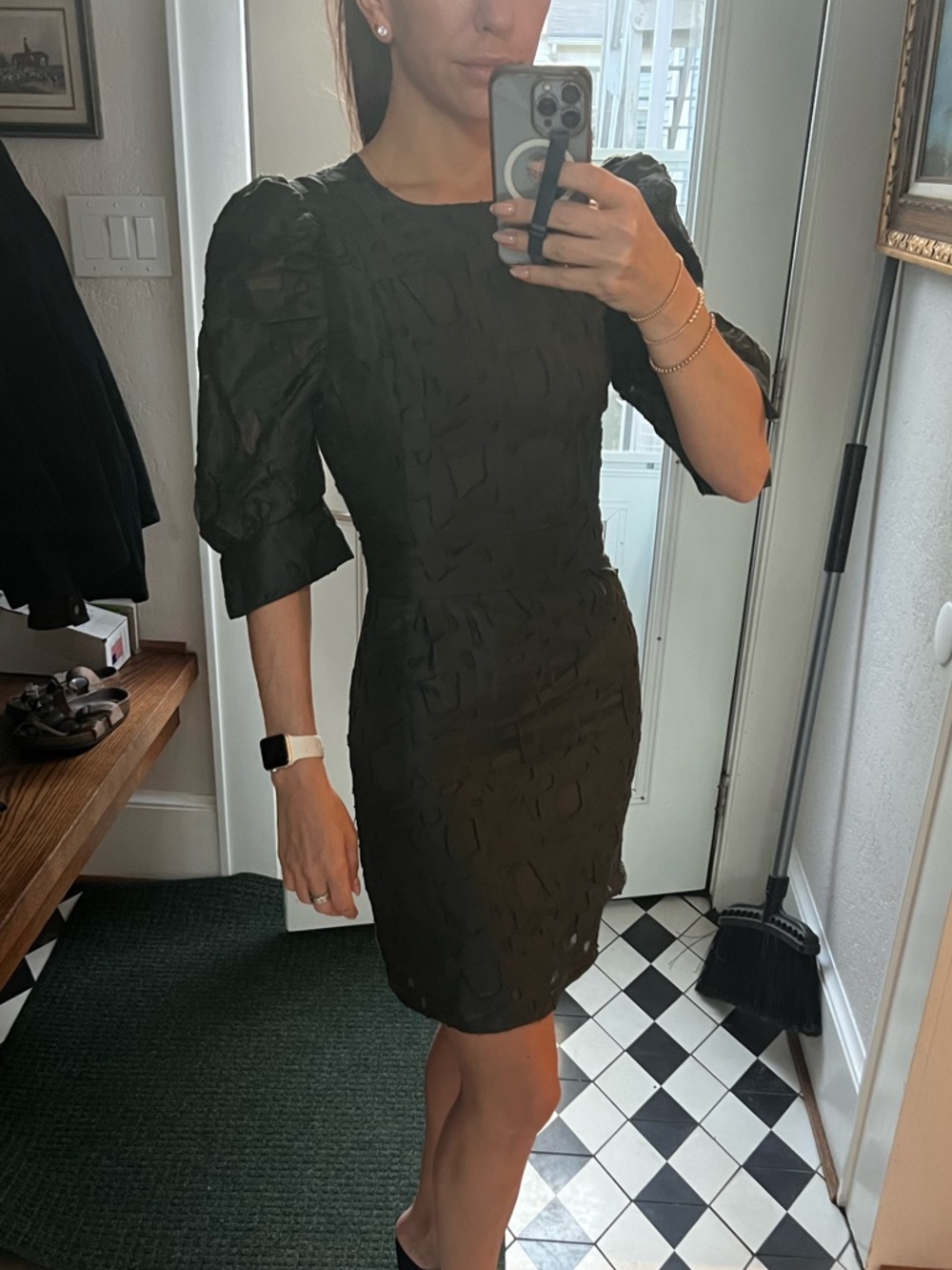 Marie Oliver Black Puff-Sleeve Mini Dress
